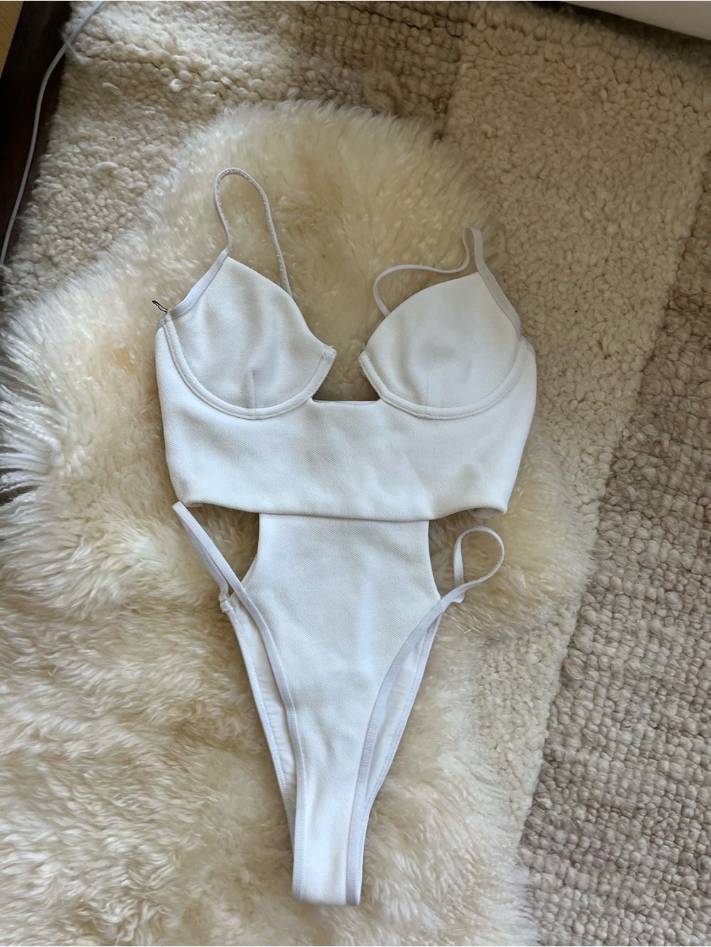 Michael Costello White Cutout Bandeau One-Piece